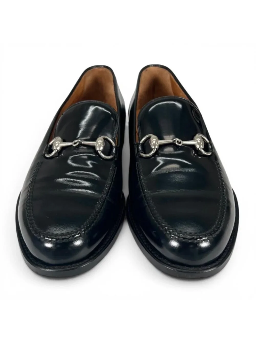 Gucci Horsebit Loafers Leather Shoes Black Silver